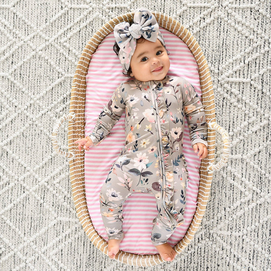 Gigi & Max Newborn Ruffle Zip Bamboo Onesie - TATUM