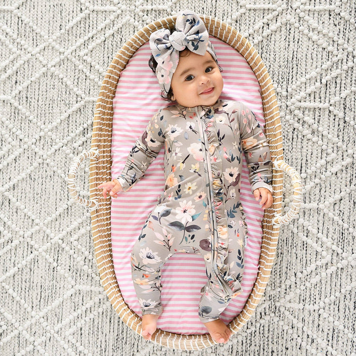 Gigi & Max Newborn Ruffle Zip Bamboo Onesie - TATUM