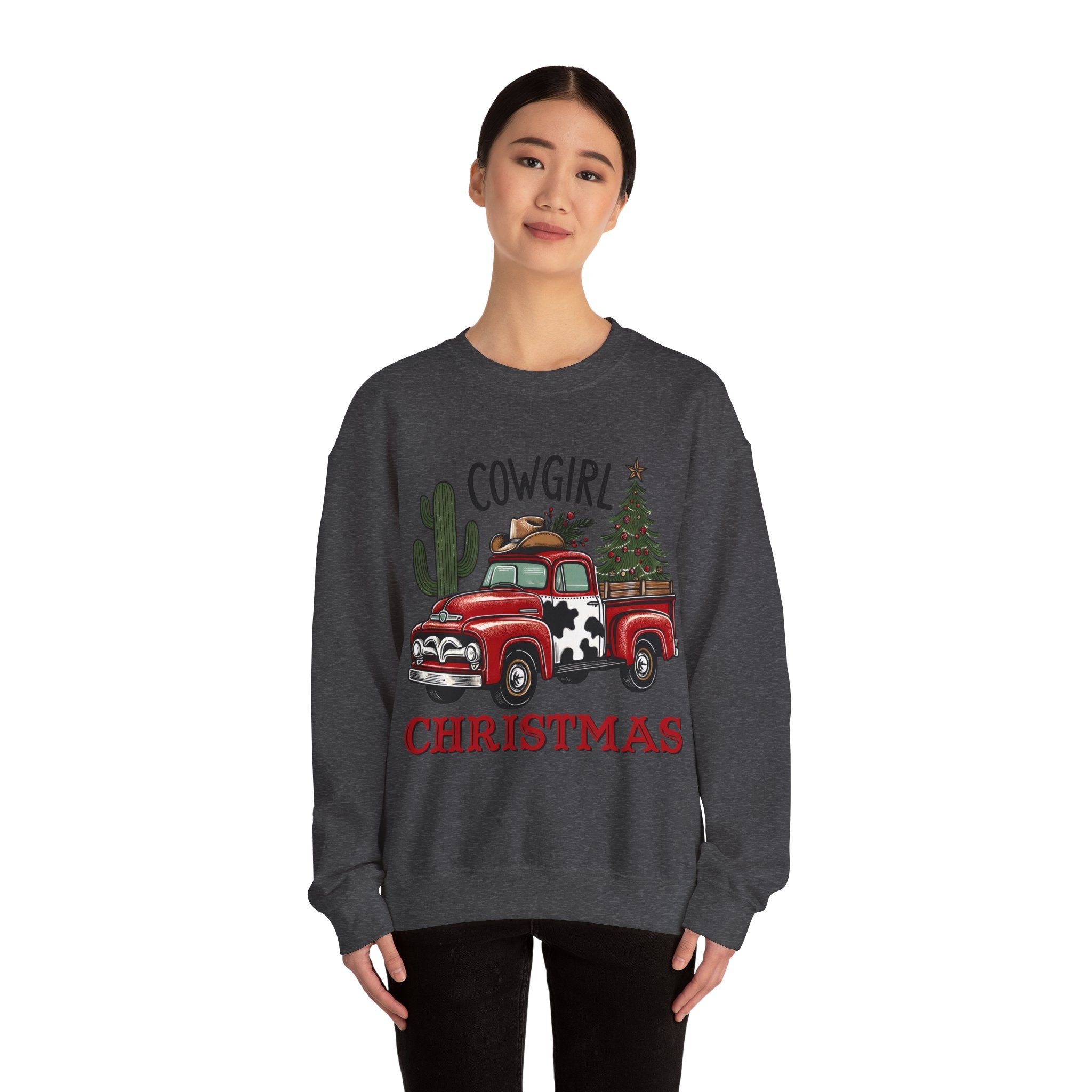 Gildan Cowgirl Christmas Sweatshirt | Unisex Heavy Blend Crewneck