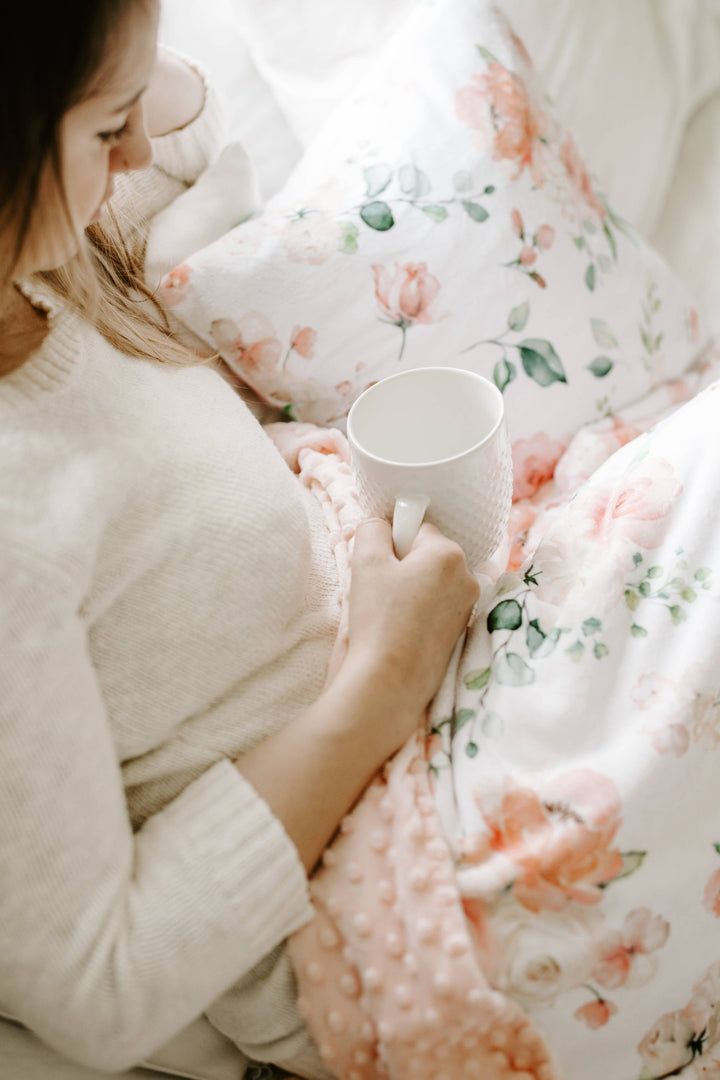 Adult Throw Minky Blanket 50X60- Peach Floral