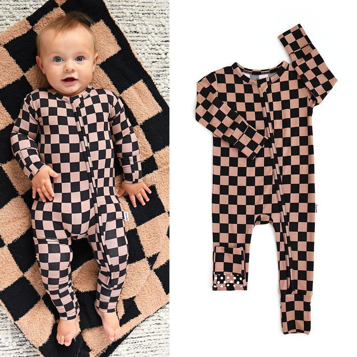 Gigi & Max Newborn Ruffle Zip Bamboo Onesie - BENTLEY