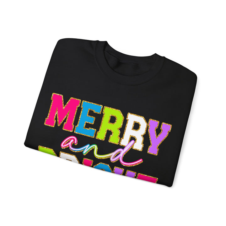 Merry and Bright Gildan Crewneck Sweatshirt | Festive Unisex Pullover for Holiday Celebrations