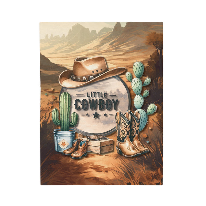 Little Cowboy Velveteen Plush Blanket - Cozy Western Decor for Kids