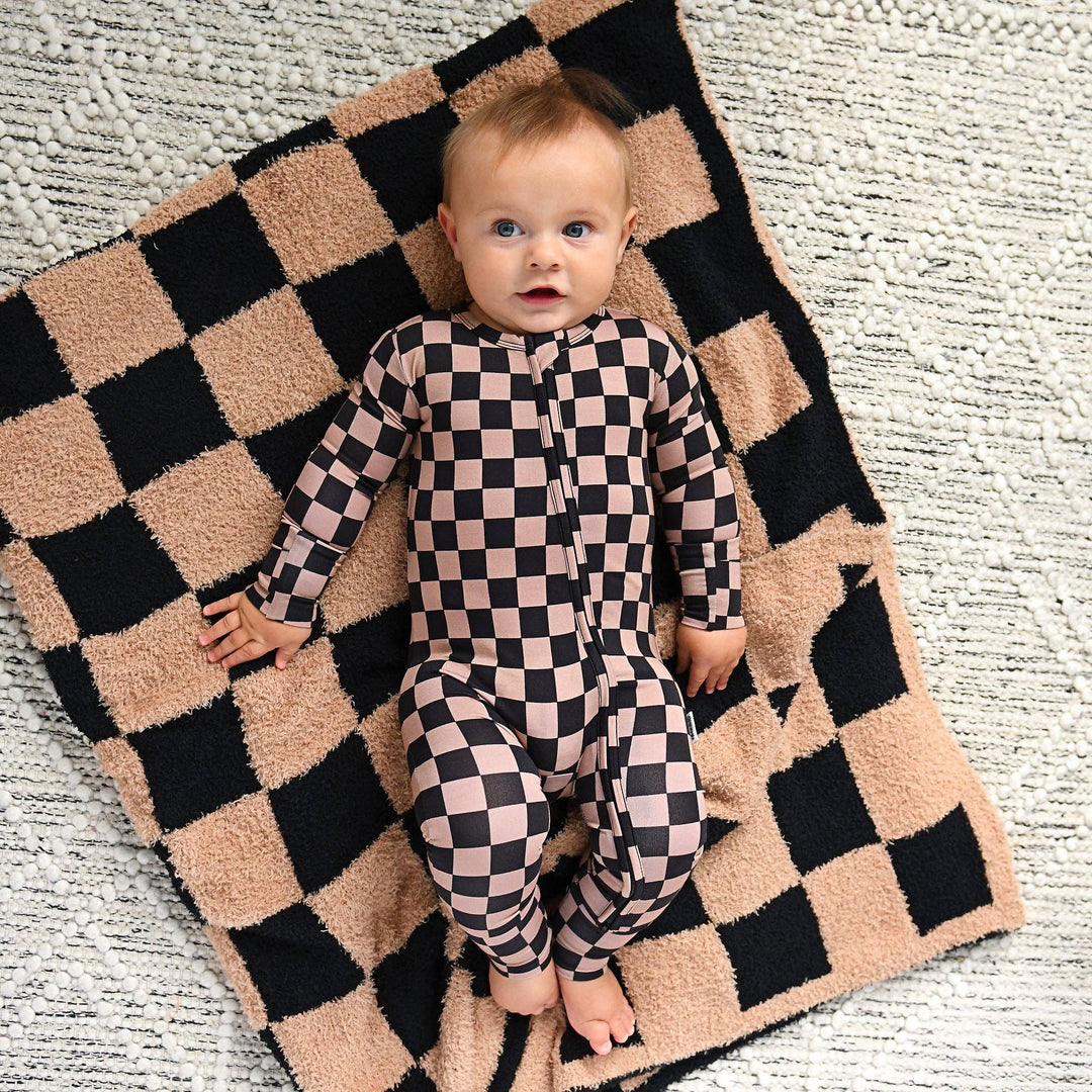 Gigi & Max Newborn Ruffle Zip Bamboo Onesie - BENTLEY