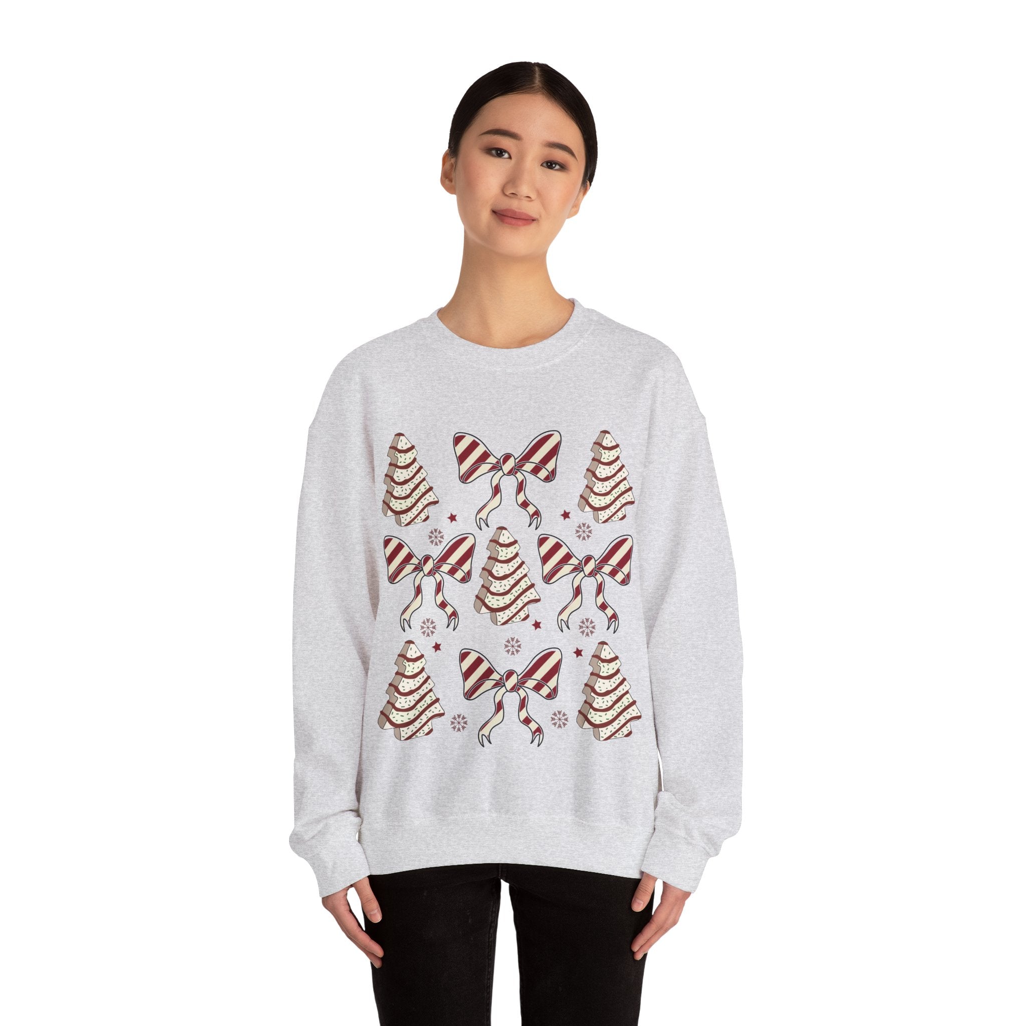 Gildan Cozy Christmas Crewneck Sweatshirt with Festive Trees & Bows
