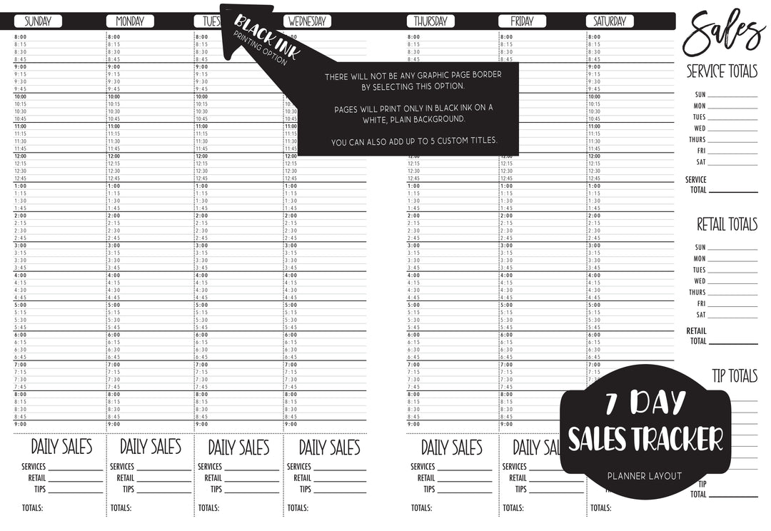 CUSTOM SALES TRACKER - Choose your own background