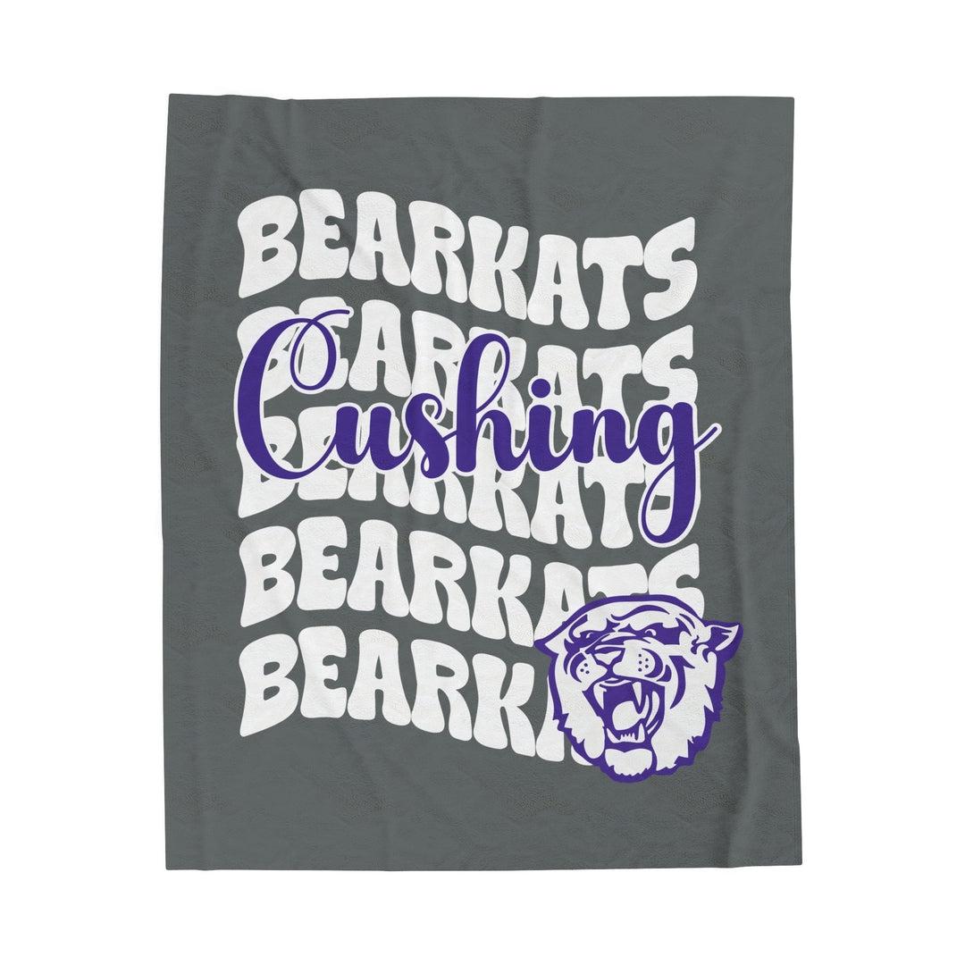 SCHOOL SPIRIT BLANKET | CUSHING BEARKATS | DARK GRAY - WHITE STACKED LOGO