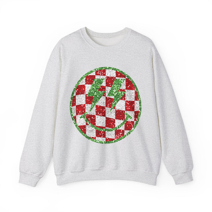 Gildan Festive Sequin Checkerboard Crewneck Sweatshirt for Holiday Cheer
