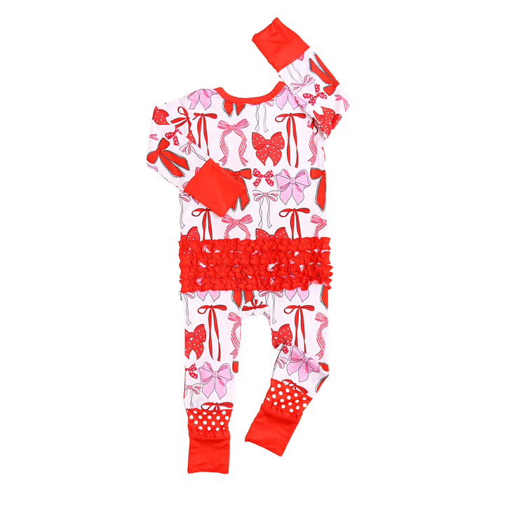 Rosalie RUFFLE ZIP Valentines Day Bamboo 1PC Baby Outfit