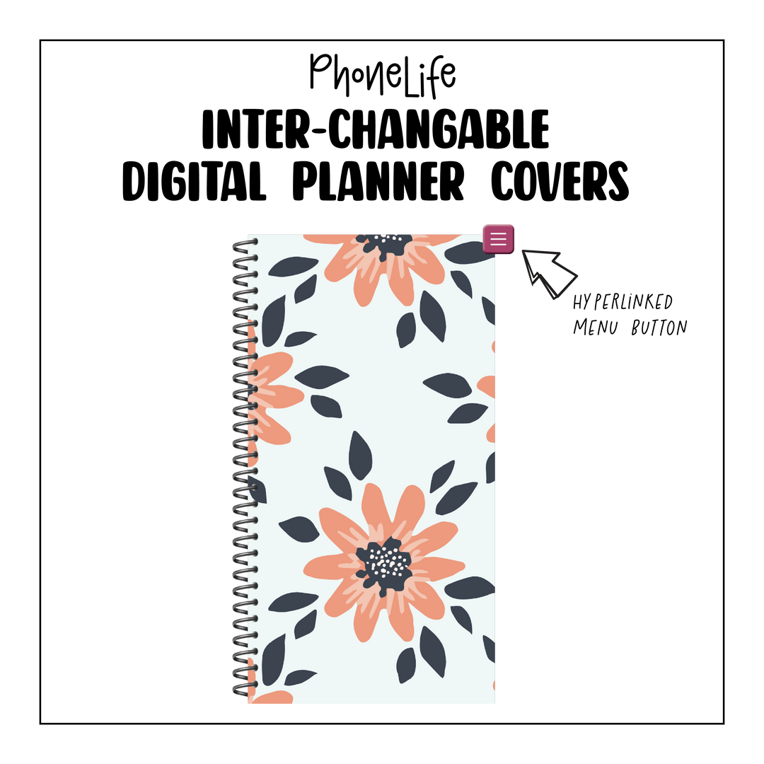 PhoneLife Interchangeable Digital Planner Cover | MIDNIGHT BOHO BLOSSOMS 8