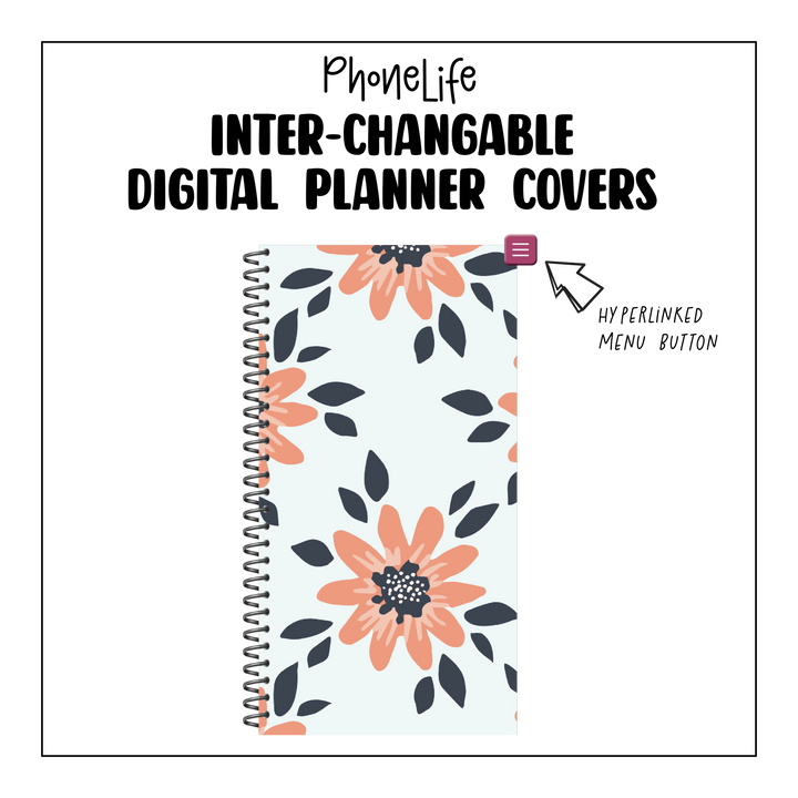 PhoneLife Interchangeable Digital Planner Cover | MIDNIGHT BOHO BLOSSOMS 8