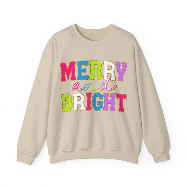 Merry and Bright Gildan Crewneck Sweatshirt | Festive Unisex Pullover for Holiday Celebrations