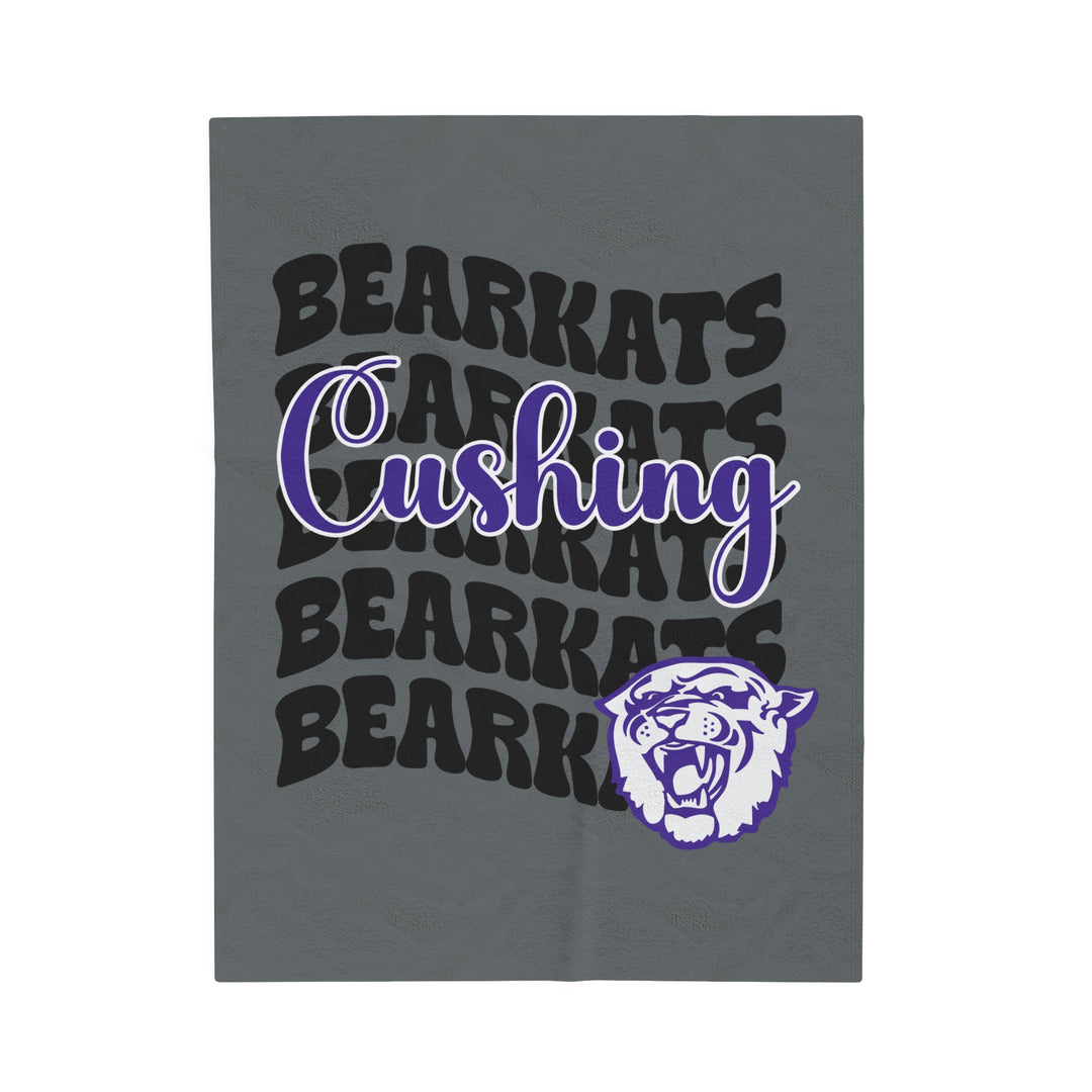 SCHOOL SPIRIT BLANKET | CUSHING BEARKATS | DARK GRAY - BLACK STACKED