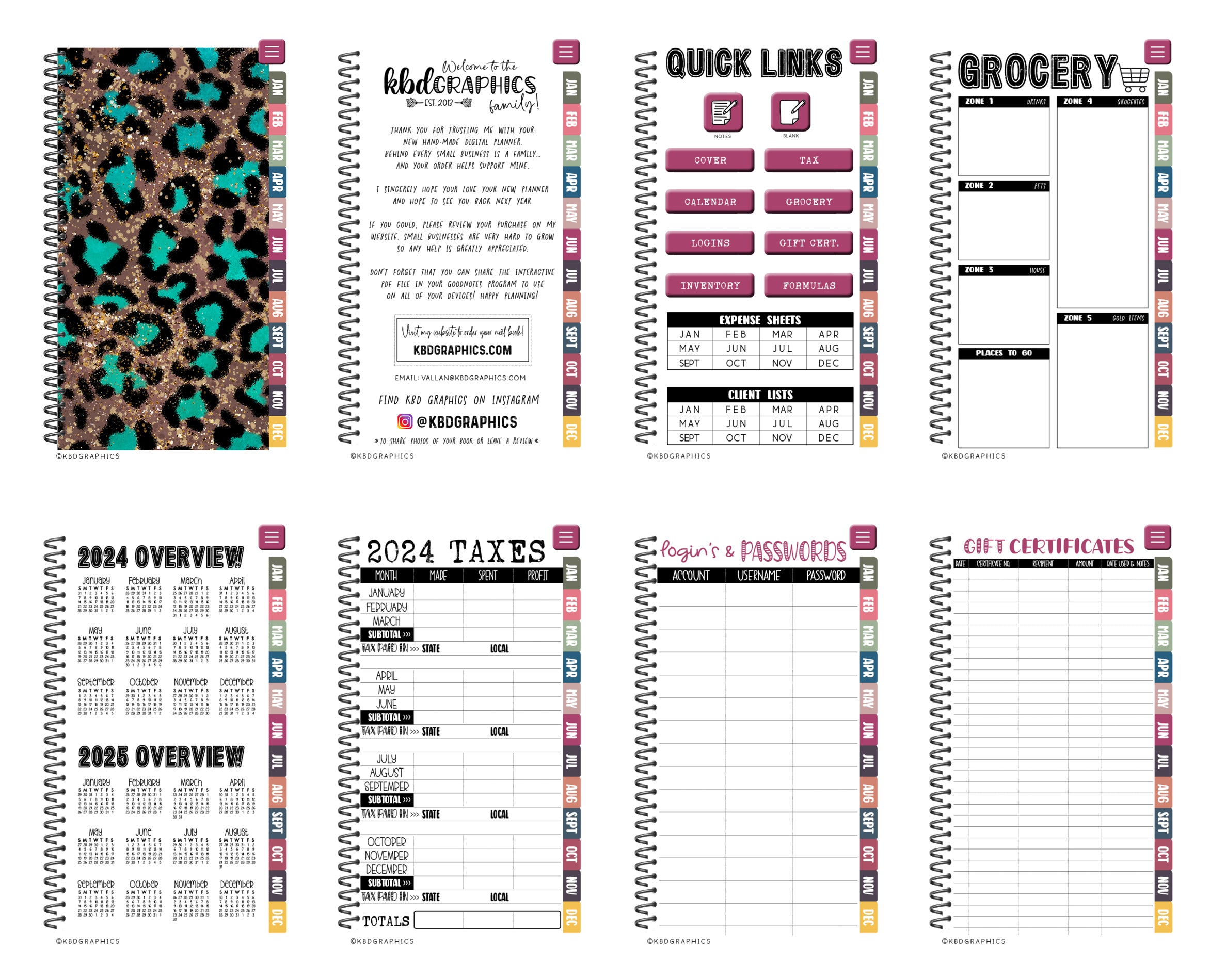 2024 PhoneLife Daily Keepall Digital Planner | AQUA CHEETAH