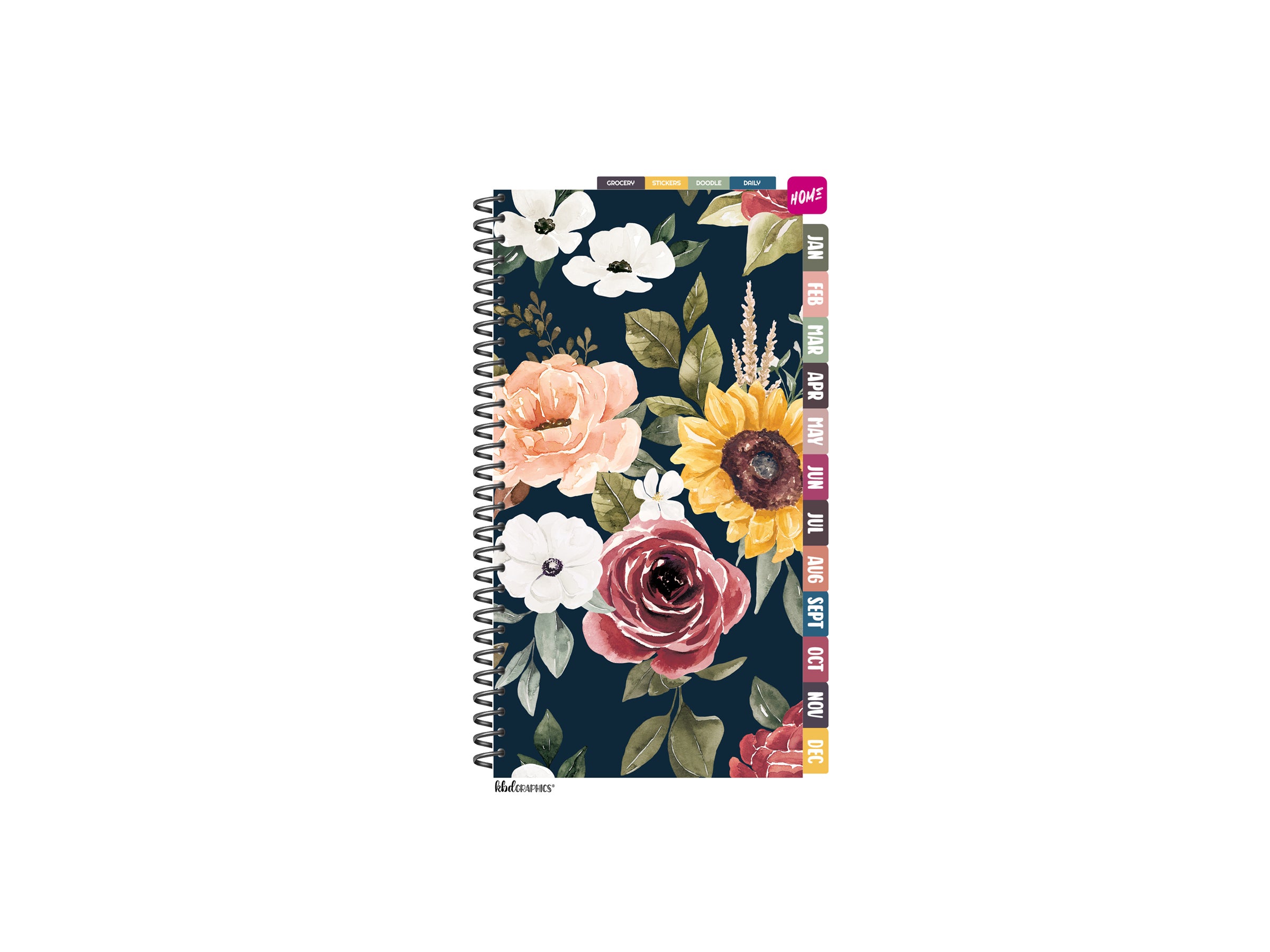 2025 PhoneLife Simple Calendar Digital Planner | JAN 2025 TO DEC 2025 | AUTUMN NAVY FLORAL