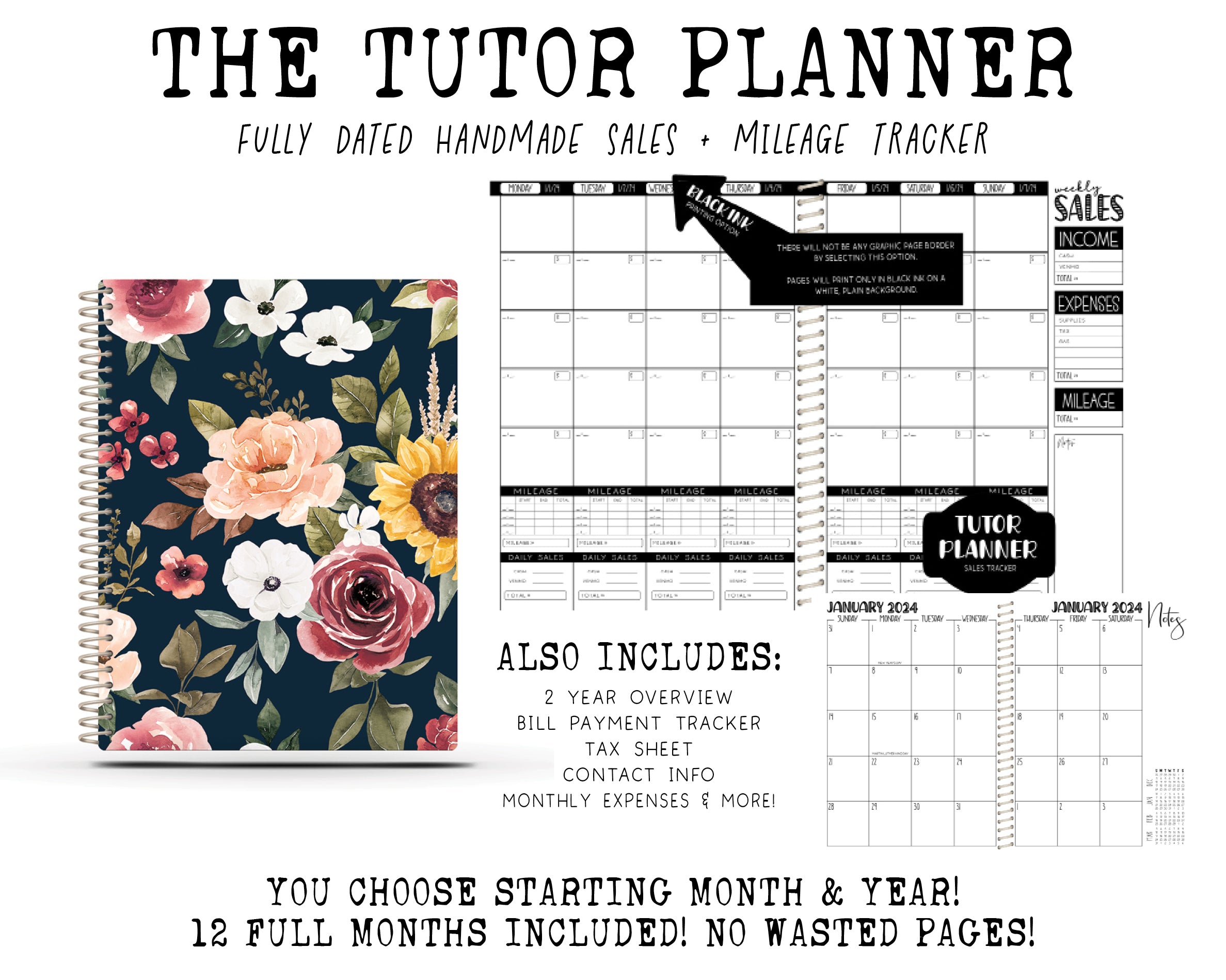 The Tutor Planner - AUTUMN NAVY FLORAL