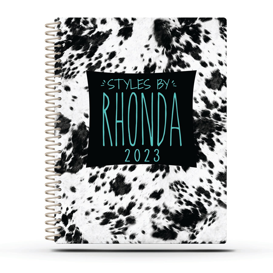 The Chelsea Appointment Book - BLACK COWHIDE TURQUOISE