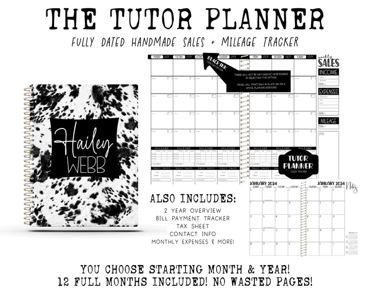 The Tutor Planner - BLACK COWHIDE