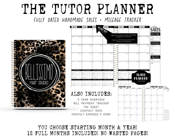 The Tutor Planner - BLACK GLITTER LEOPARD
