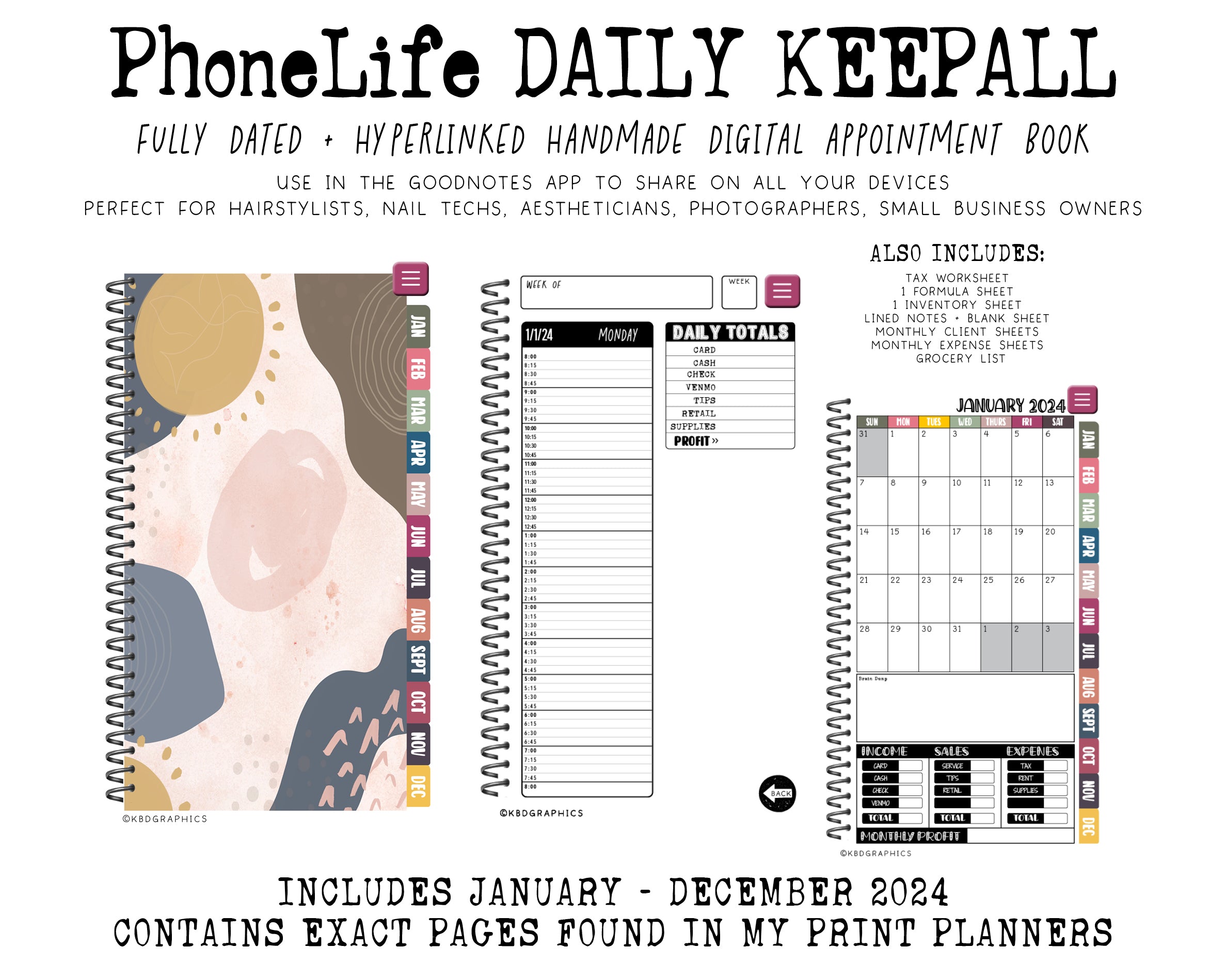 2024 PhoneLife Daily Keepall Digital Planner | BOHO ABSTRACT 3