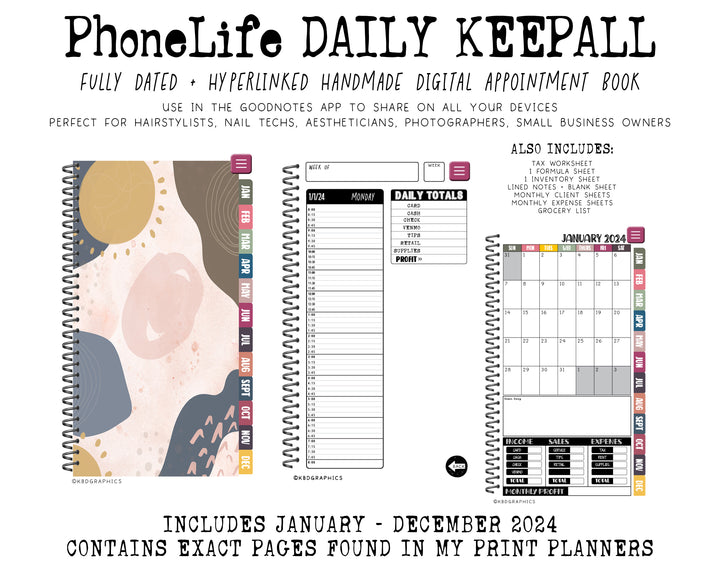 2024 PhoneLife Daily Keepall Digital Planner | BOHO ABSTRACT 3