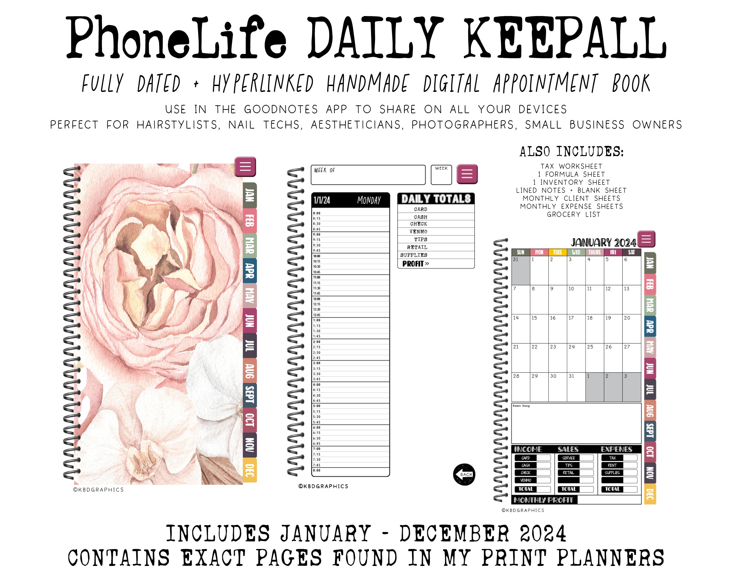 2024 PhoneLife Daily Keepall Digital Planner | BOHO FLORAL