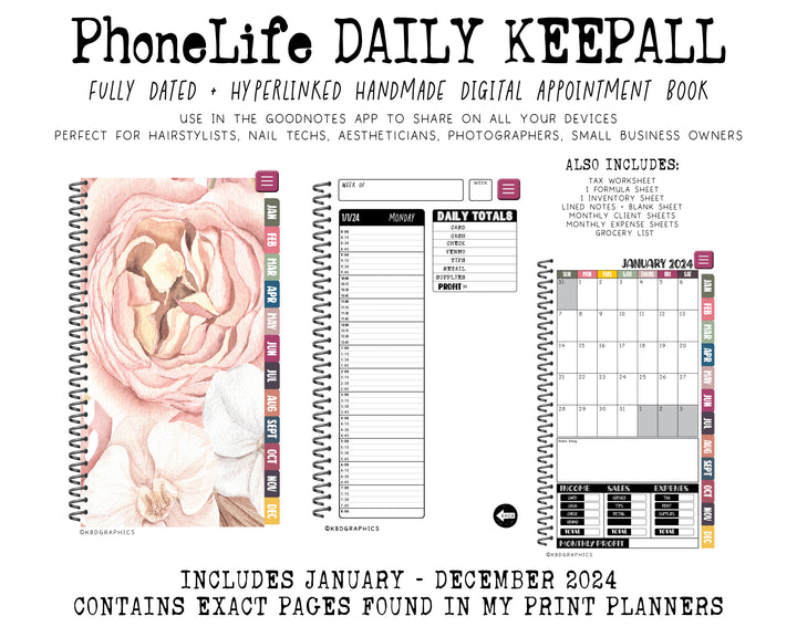 2024 PhoneLife Daily Keepall Digital Planner | BOHO FLORAL