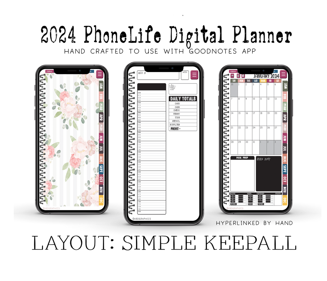 PhoneLife Simple Keepall Digital Planner | BOHO FLORAL 2