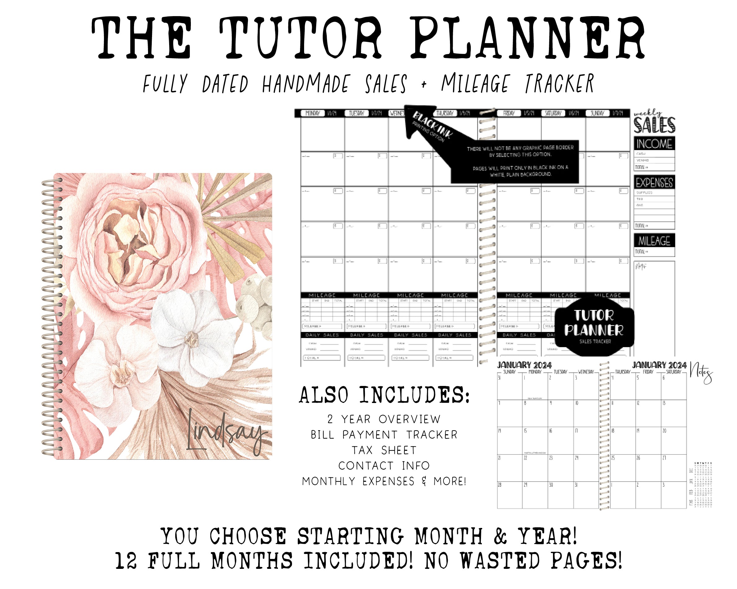 The Tutor Planner - BOHO FLORAL