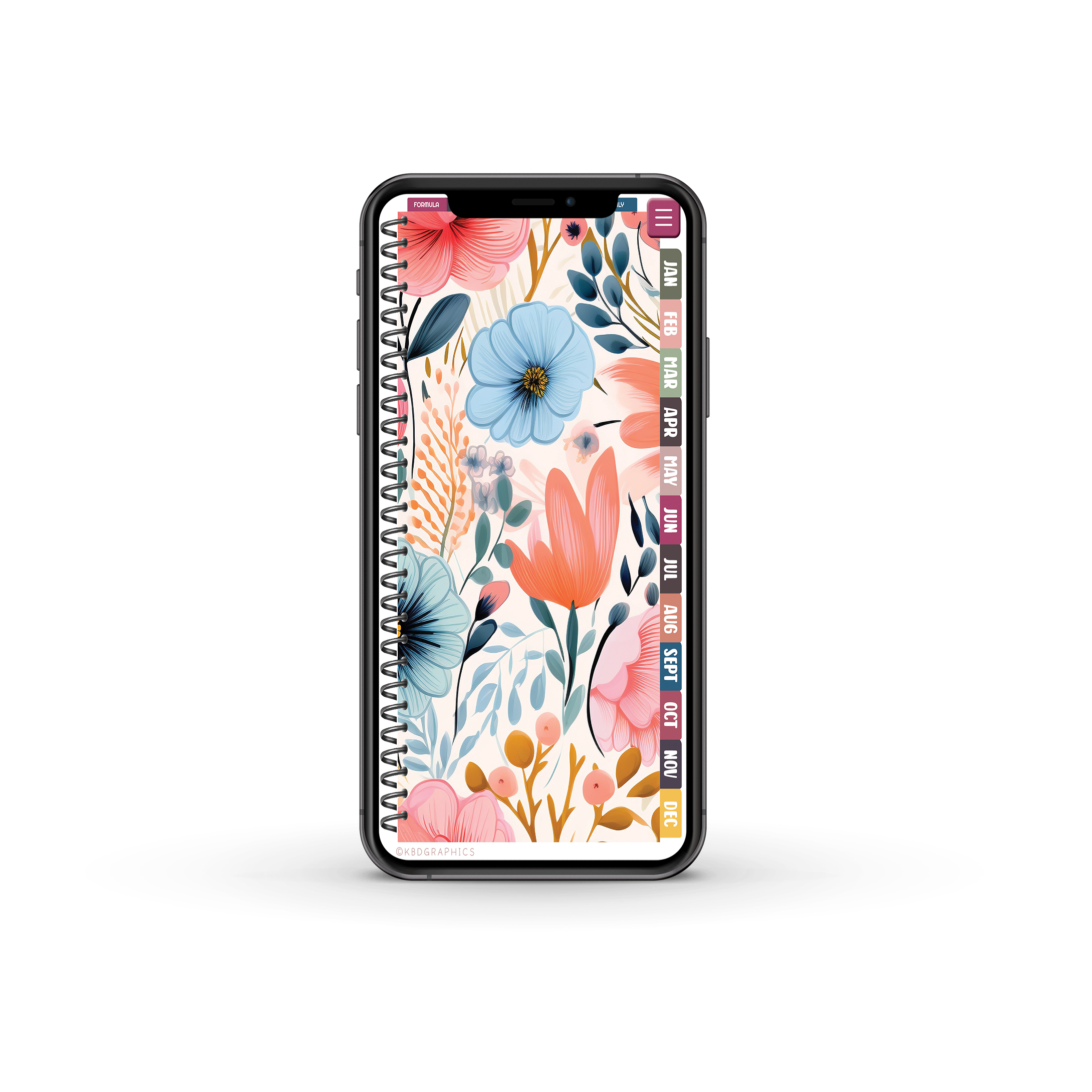 PhoneLife Simple Keepall Digital Planner | BOHO FLORAL 3