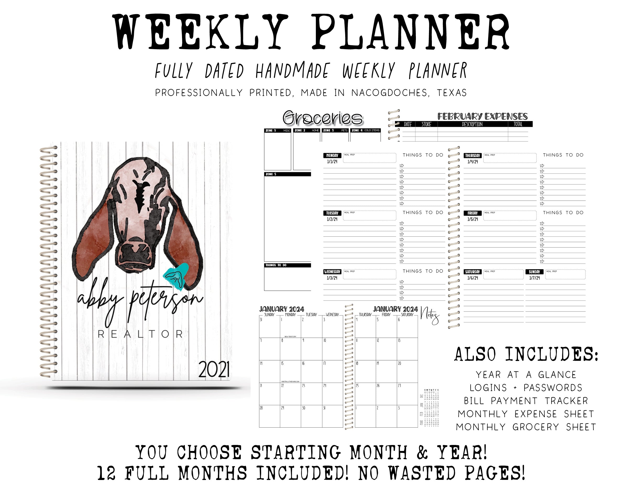 2024 Printed Weekly Planner - BRAHMAN