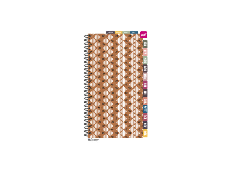 2025 PhoneLife Simple Calendar Digital Planner | JAN 2025 TO DEC 2025 | BURNT ORANGE MUDCLOTH