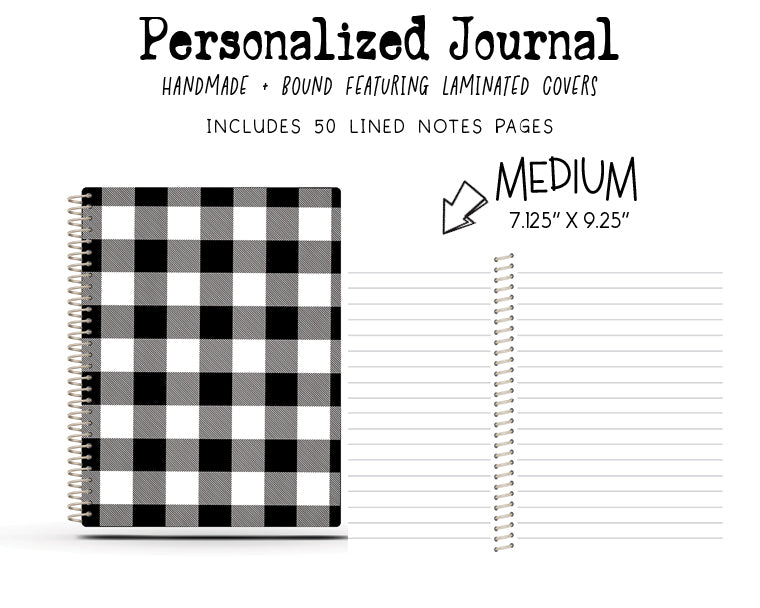 College Ruled Journal - BW BUFFALO PLAID