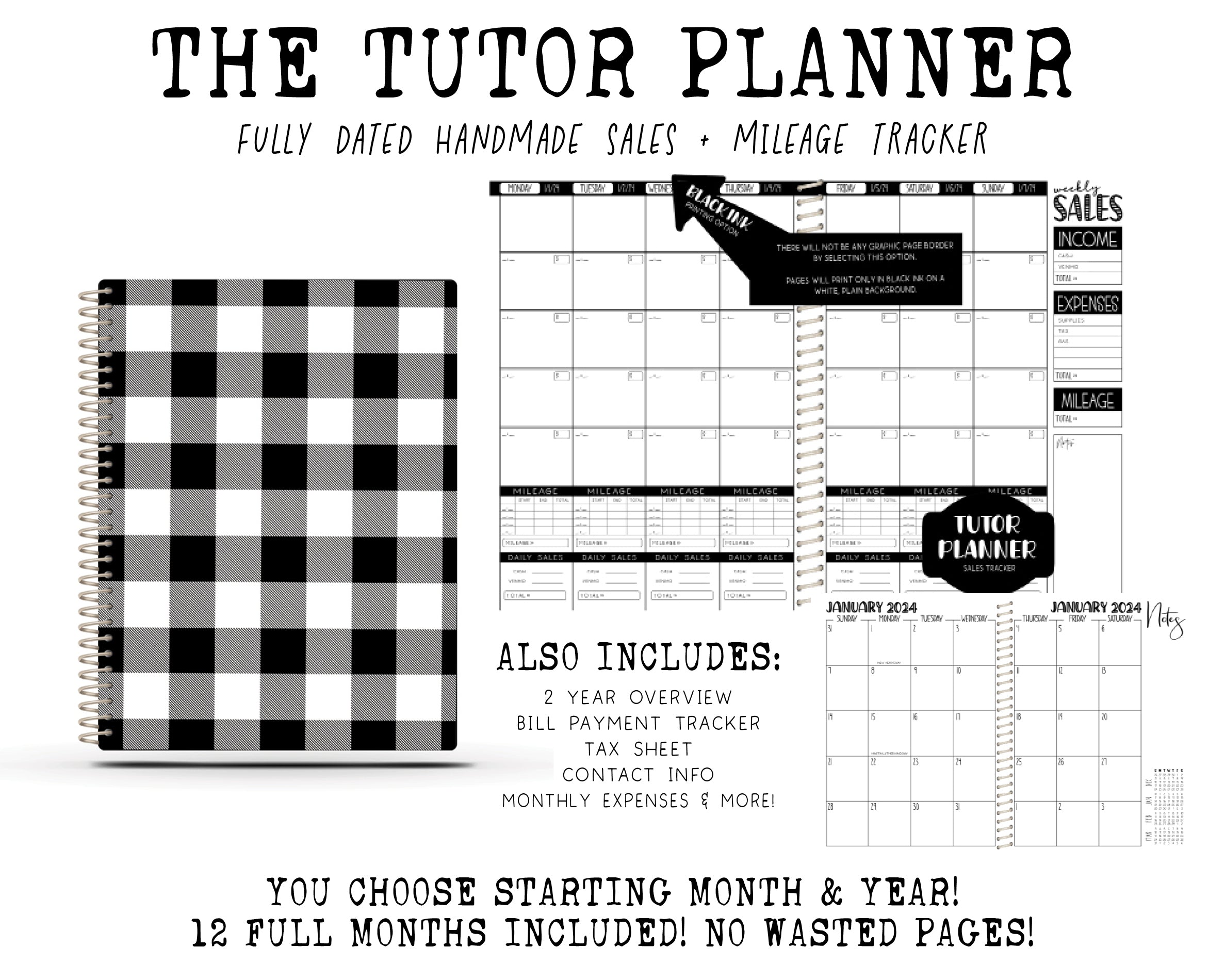 The Tutor Planner - BW BUFFALO PLAID