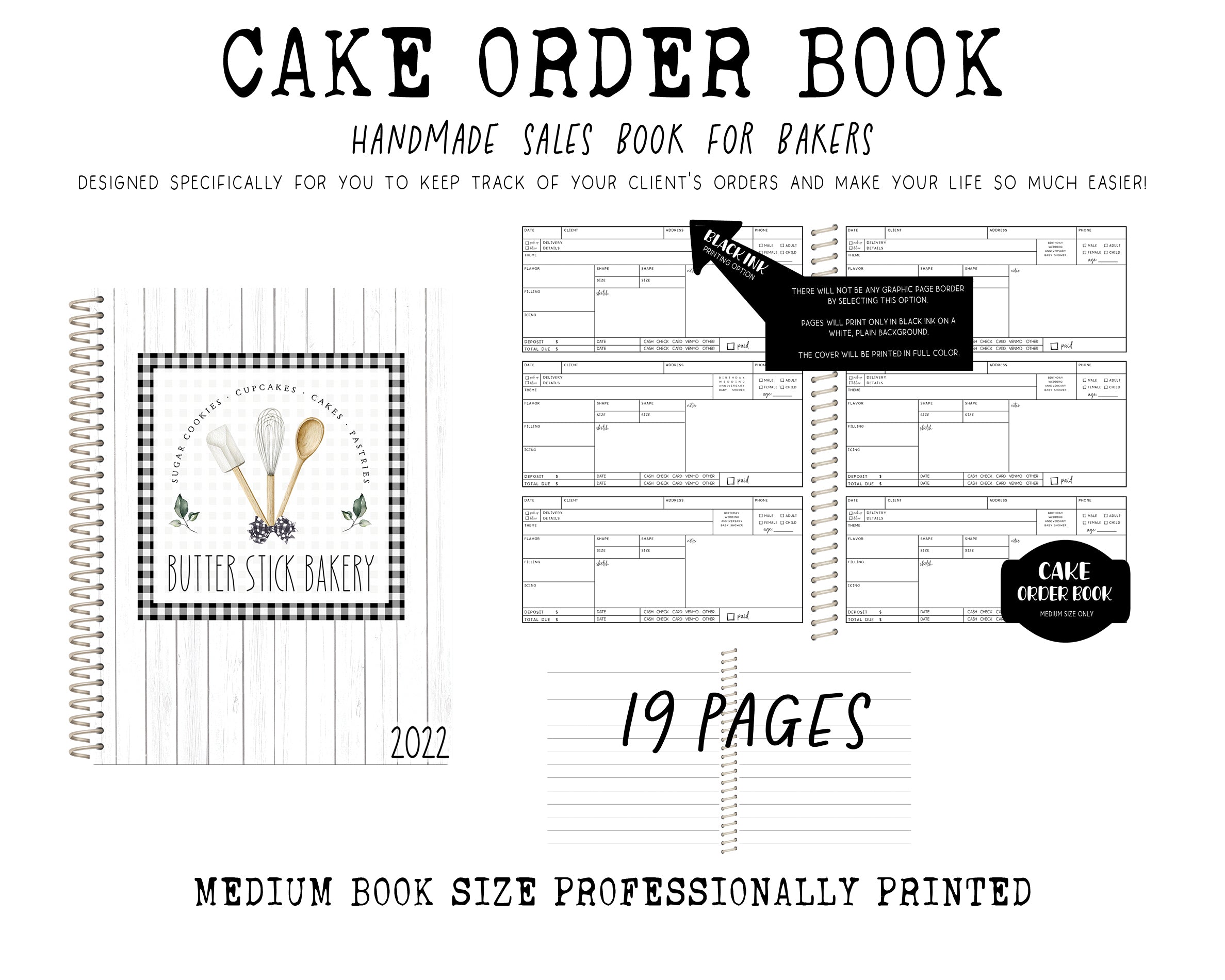 Cake Order Book - BW BUFFALO PLAID