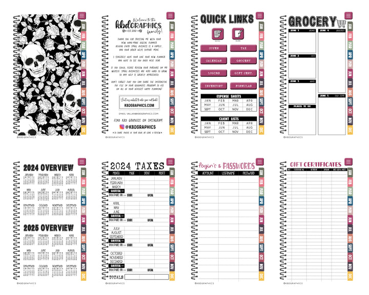 2024 PhoneLife Daily Keepall Digital Planner | BW SKULLS