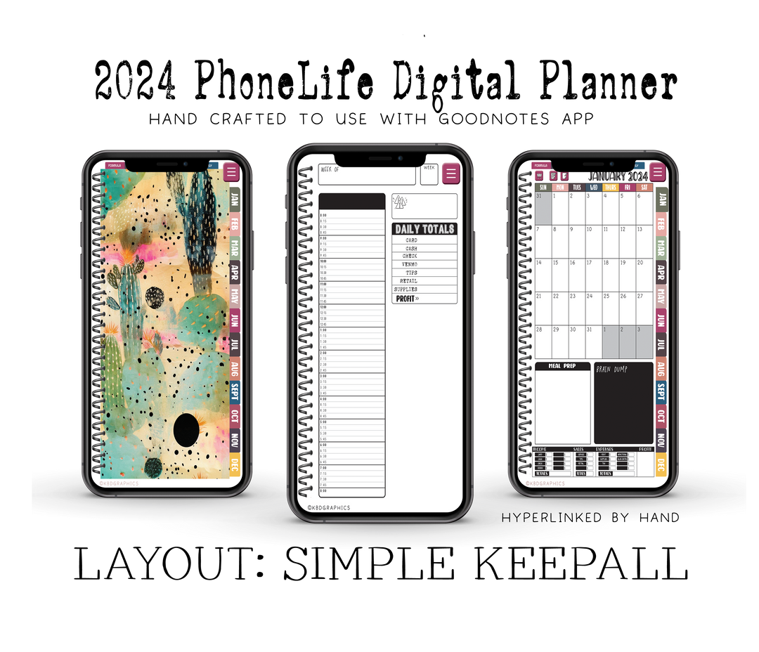 2024 PhoneLife Simple Keepall Digital Planner | CACTUS 1