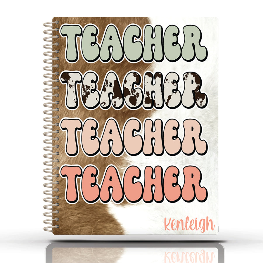 5 Custom Subject Teacher Planner -  COWHIDE TEACHER