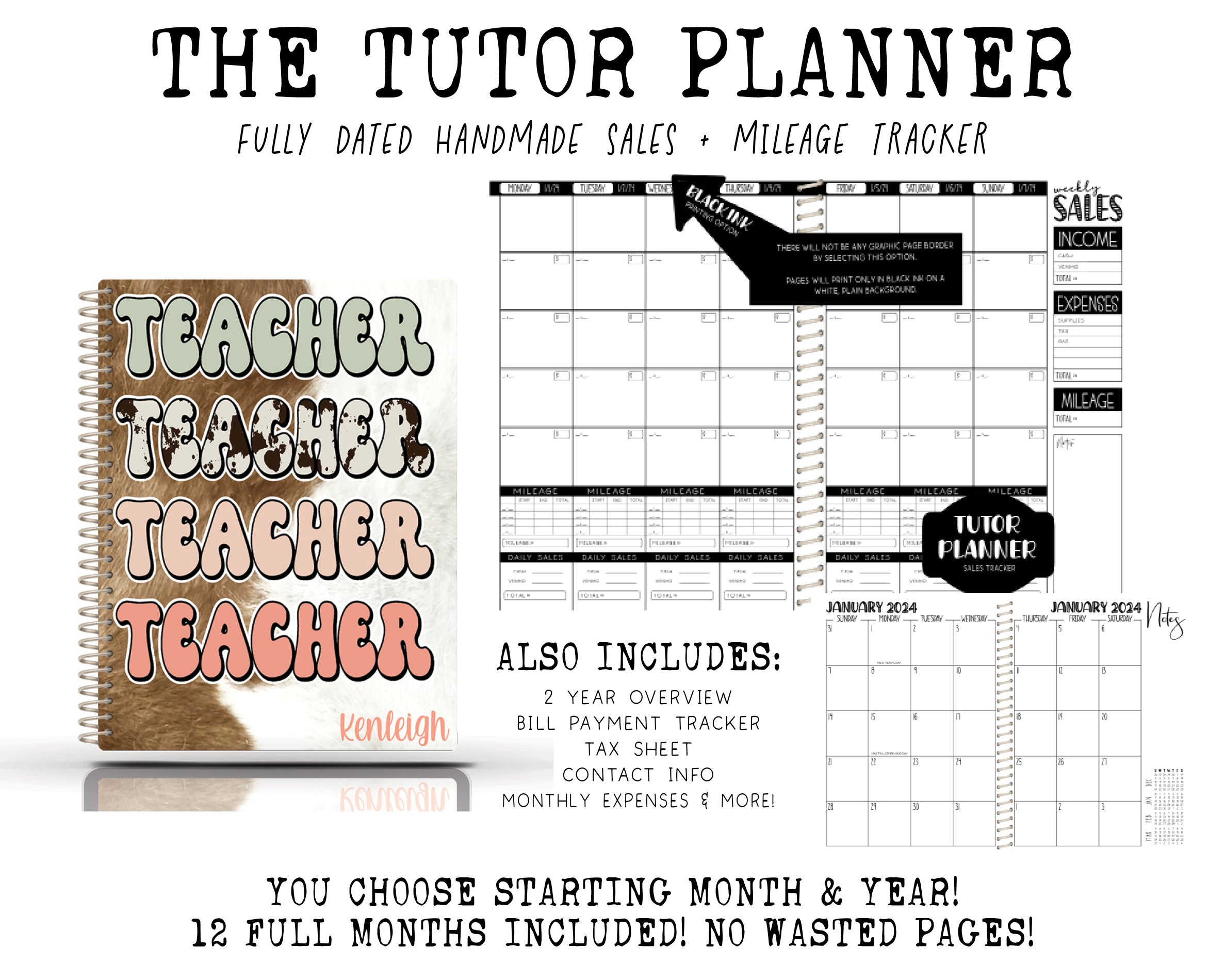 The Tutor Planner - COWHIDE TEACHER