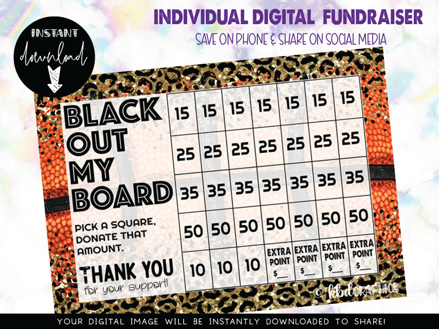 Black Out My Board Basketball Digital Fundraiser - INSTANT DOWNLOAD - GLITTER BASKETBALL