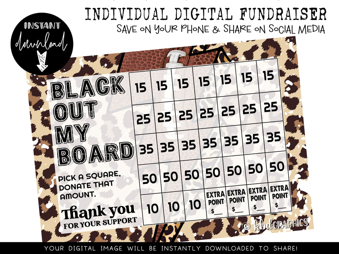 Football Digital Fundraiser - INSTANT DOWNLOAD - LEOPARD THUNDERBOLT