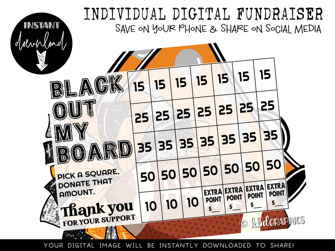 Football Digital Fundraiser - INSTANT DOWNLOAD - ORANGE CHEER