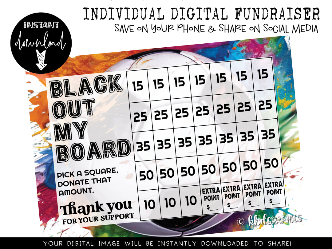 Soccer Digital Fundraiser - INSTANT DOWNLOAD - BRIGHT GOAL