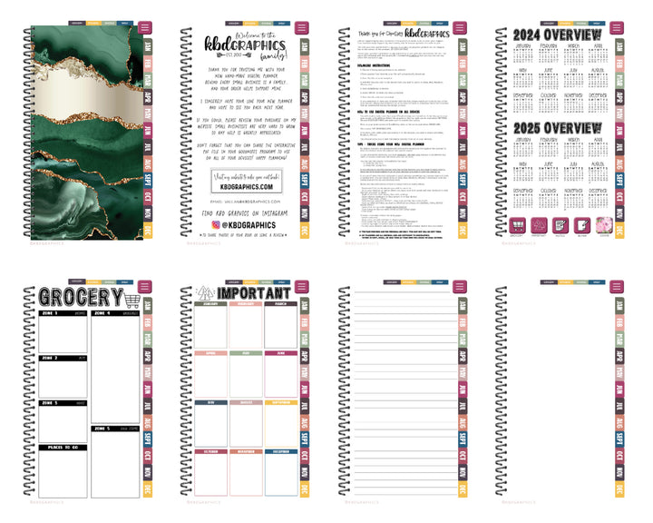 2024 PhoneLife Simple Calendar Digital Planner - EMERALD GOLD GLAM