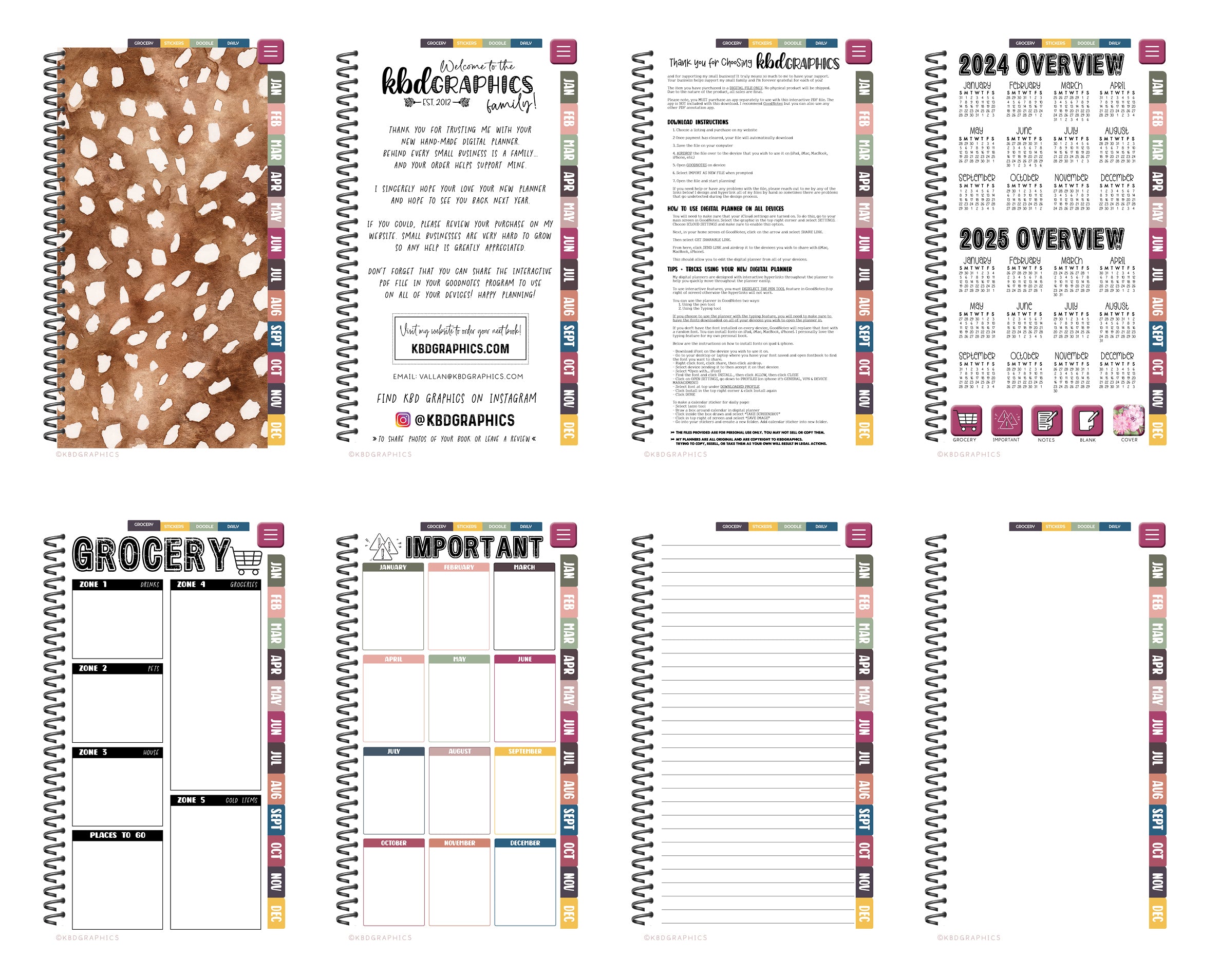 2024 PhoneLife Simple Calendar Digital Planner - FAWN PRINT