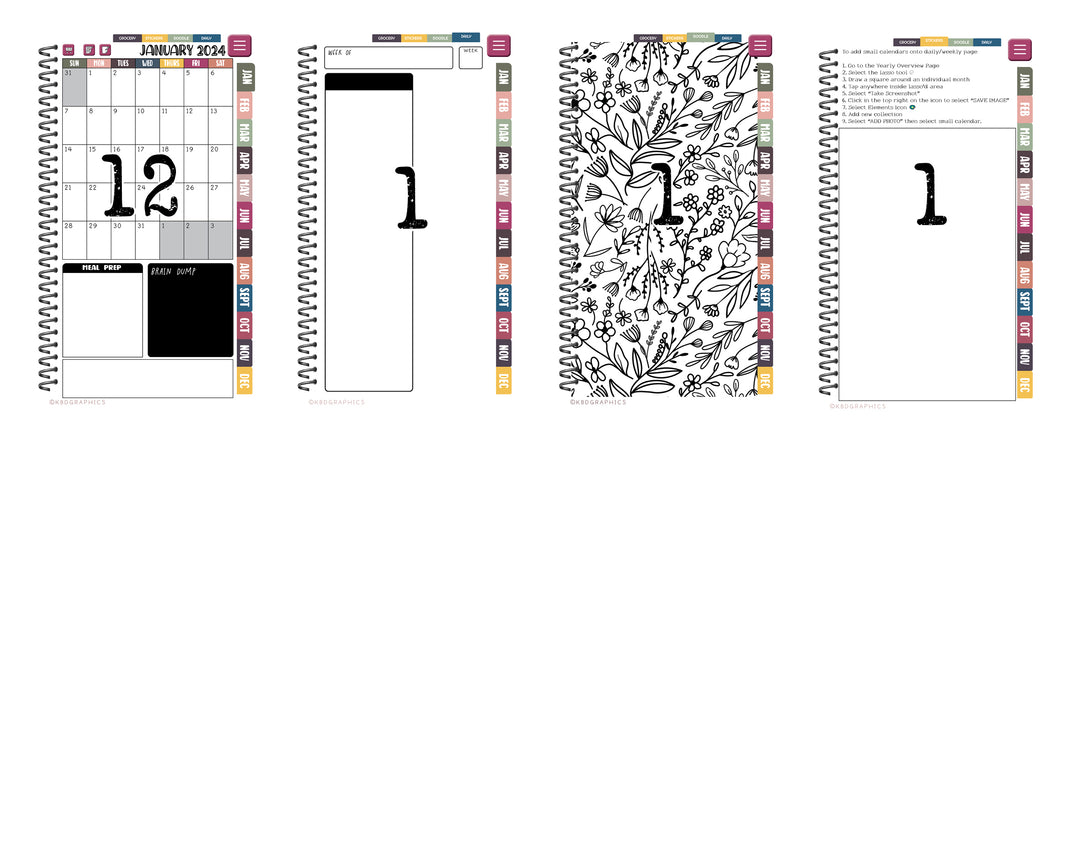 2024 PhoneLife Simple Calendar Digital Planner - FAWN PRINT