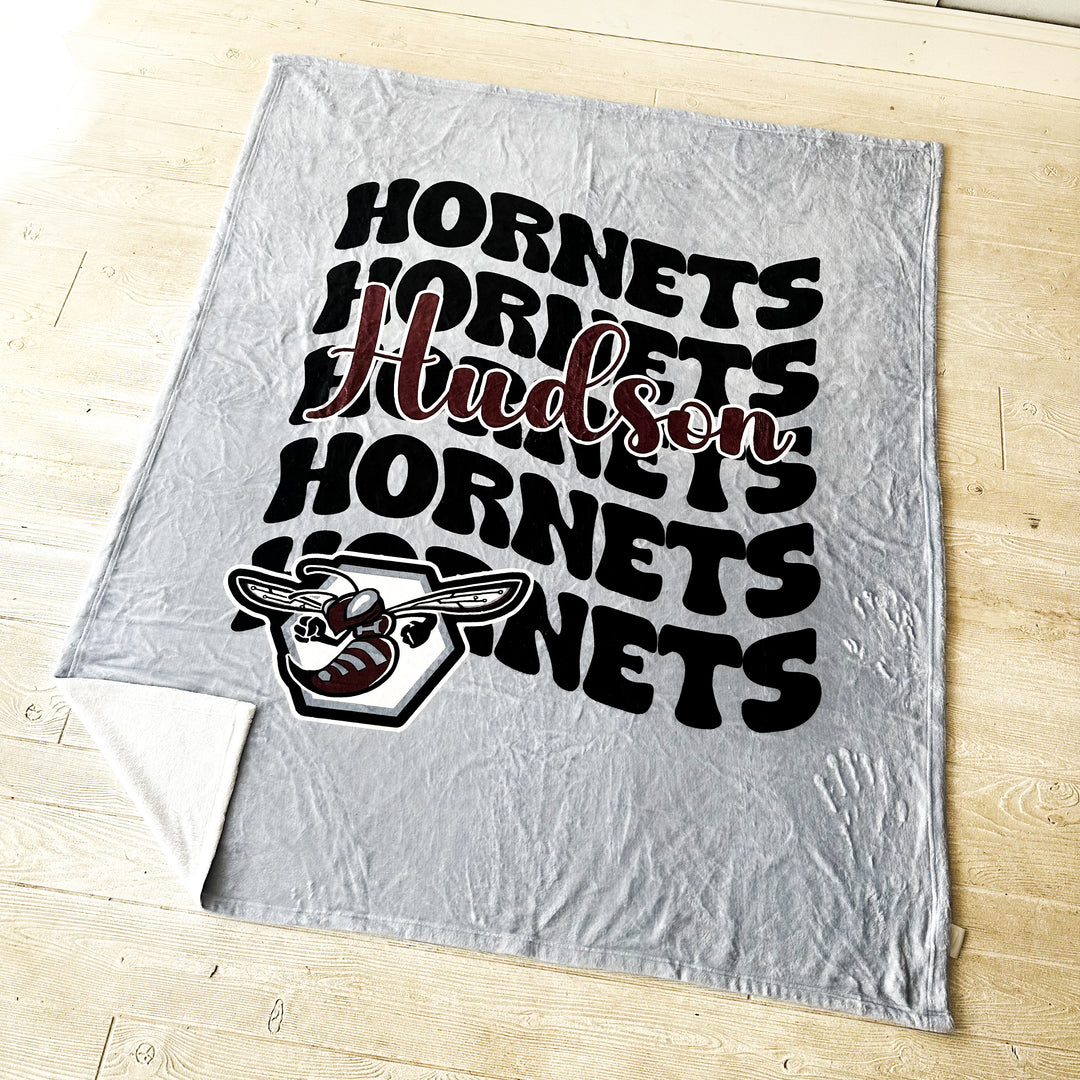School Spirit Blanket: GRAY HUDSON HORNETS STACKED