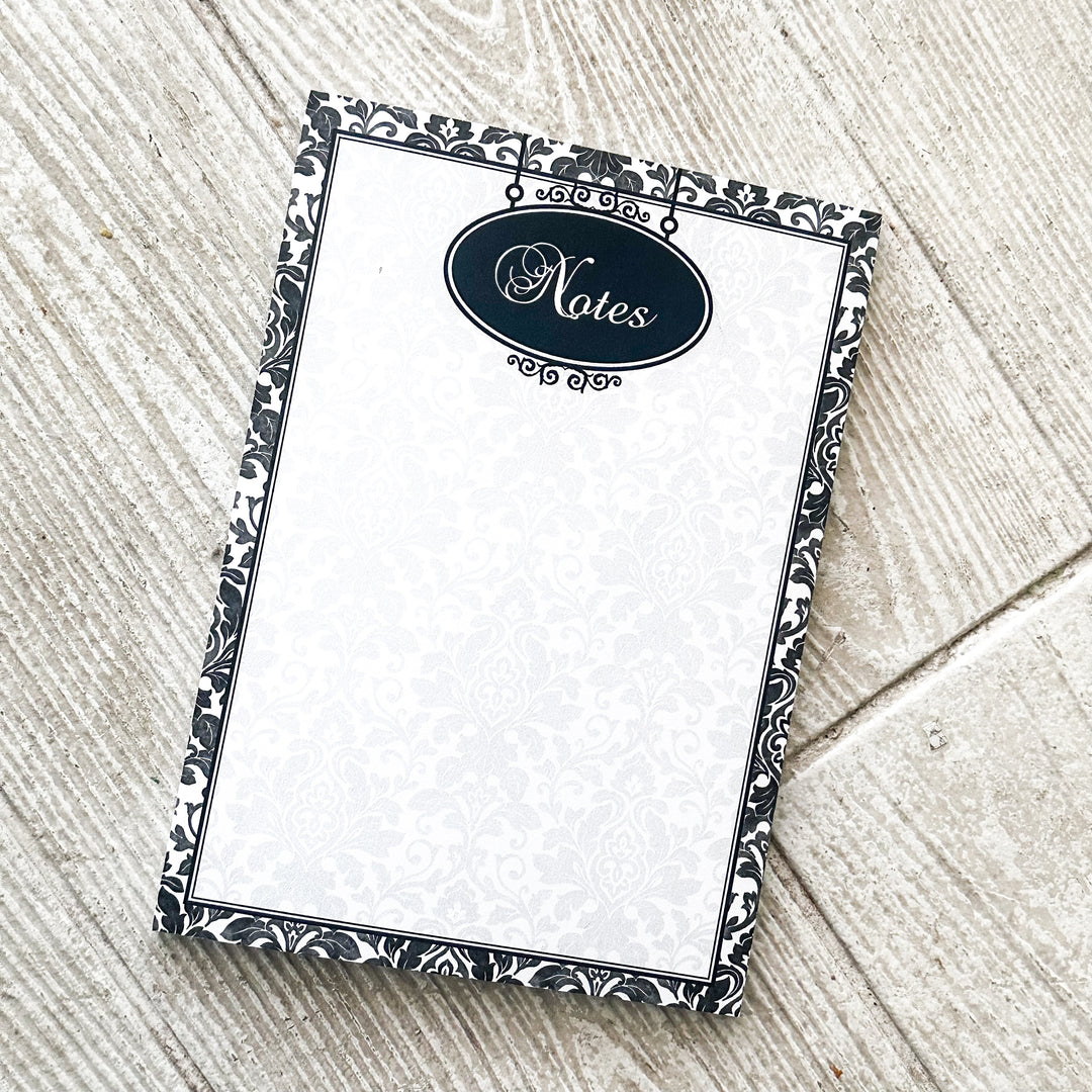 5x7 Notepad | BW DAMASK