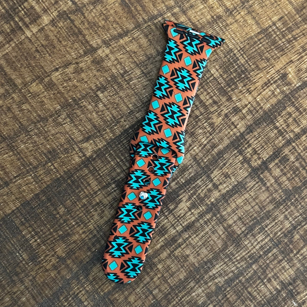 Apple Watch Band | 42-45mm Large | RUST TEAL AZTEX