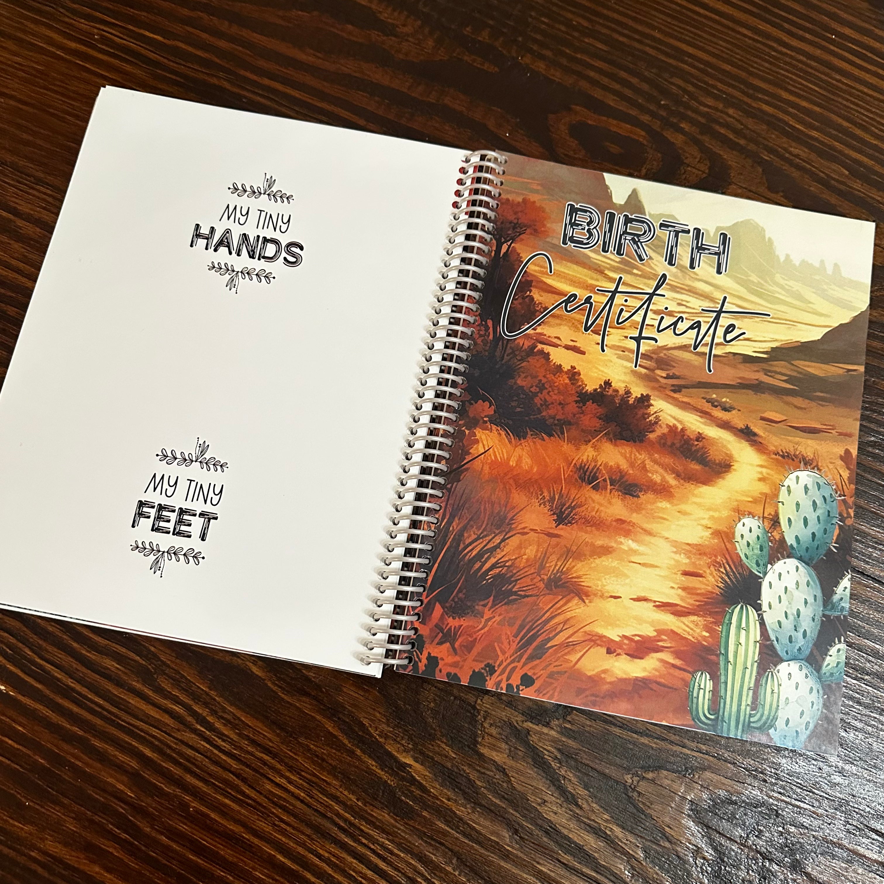 Personalized Baby Book - WESTERN SUNSET HIGHLAND COW